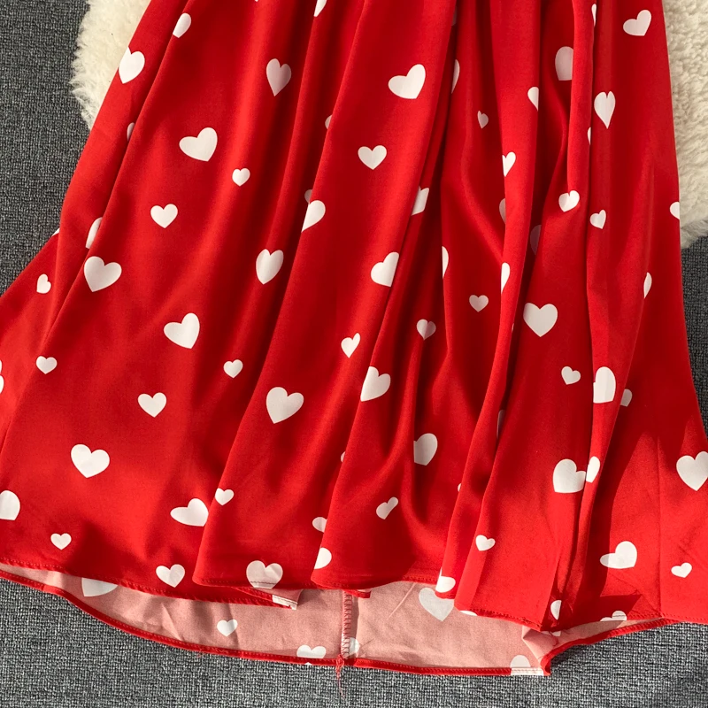 SINGRAIN Women Long Print Dress Summer Holiday French Korean Romantic Beach Dress Short Sleeve Clubwear Bohemian Floral Sundress