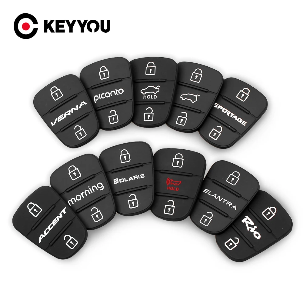 Резиновые кнопки KEYYOU накладки на 3 для Hyundai Picanto Solaris RIO Sportage Elantra Kia Verna флип-чехол