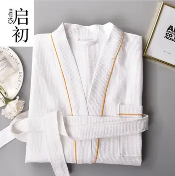 

Hot Slae Waffle Cotton Kimono Bathrobe Women Sexy Plus Size Suck Water Bridesmaid Robes female Dressing Gown Autumn Robe Femme