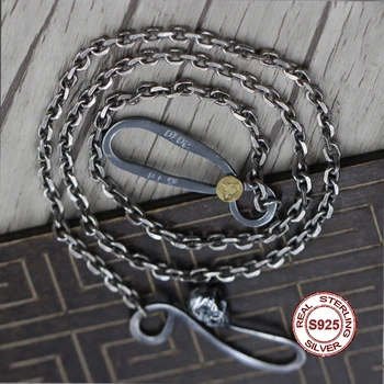 

S925 Men's Sterling Silver Necklace Locomotive series Retro style skull superman mark Personality classic domineering