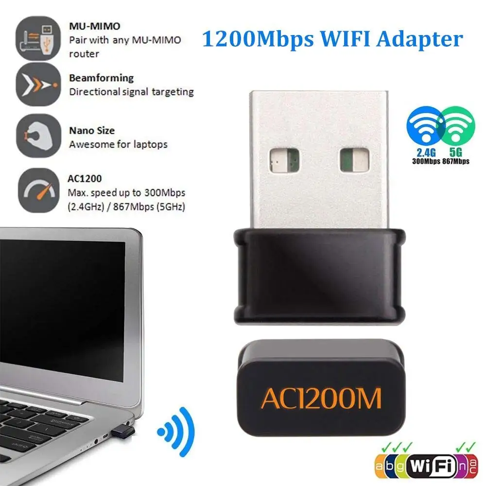 AMKLE 1200 Мбит/с беспроводной USB Wifi адаптер Lan Ethernet 2 4G 5G Двухдиапазонная Сетевая карта