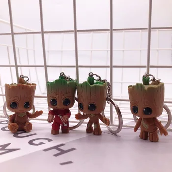 

Guardians of The Galaxy Q Version Cartoon Keychain Tree Man Gru Keychains for Women Bag Jewelry Trinket Car Key Ring Gift