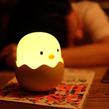 

USB LED Night Light Egg Chick Shape Night lamp Soft Cartoon Baby Nursery Bedroom Rechargeable Lamp for Children Birthday Gift