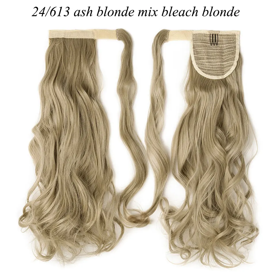 S-noilite 18 дюймов длинные волнистые шиньон конский хвост из натуральных волос клип в пони хвост шиньон обернуть вокруг синтетического конского хвоста наращивание волос для женщин - Цвет: 24-613