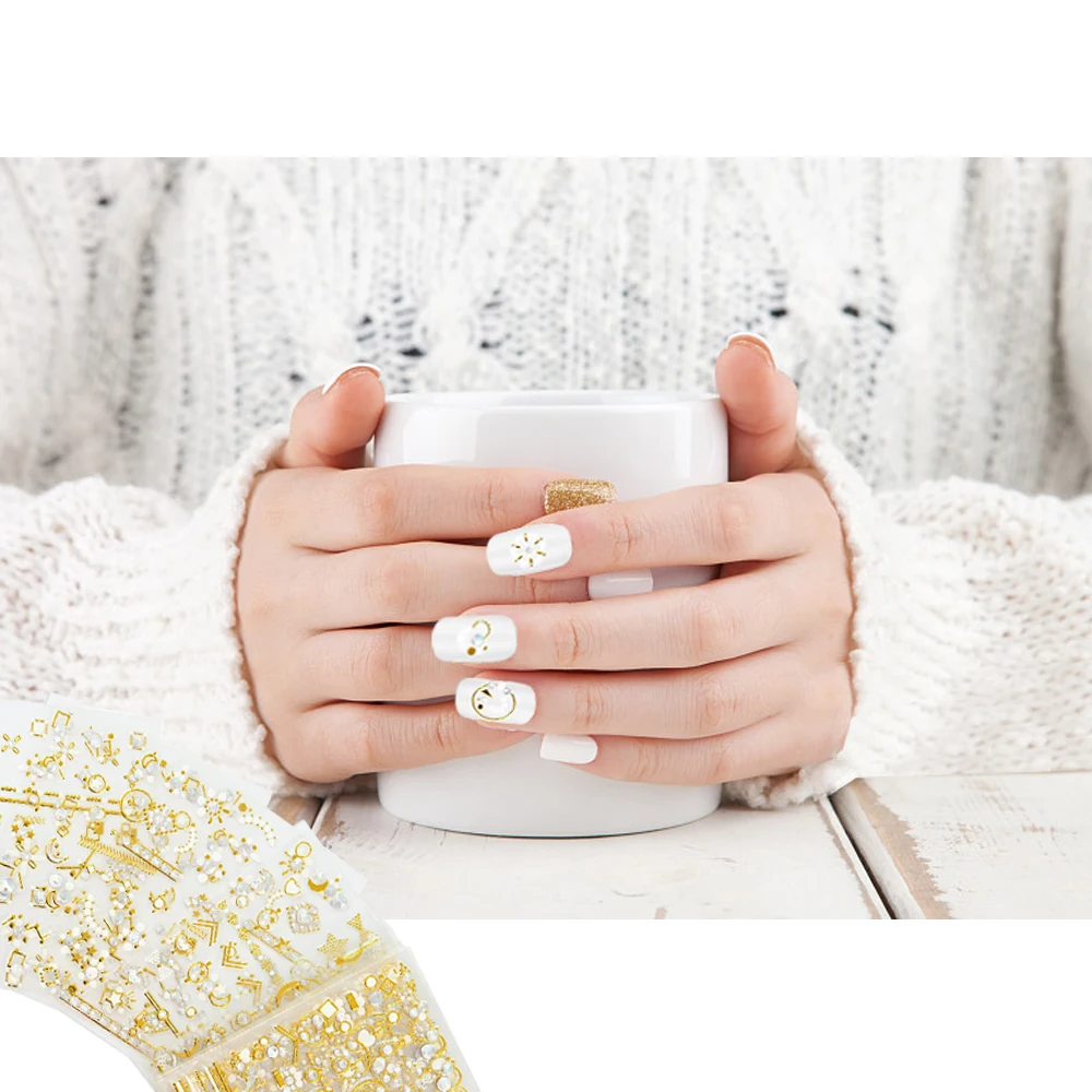 

24 Pcs\1Set 3D Nail Art Stickers Self-Adhesive Decals,Stars, Flowers, Heart Theme Waterproof Nail Applique Decoration