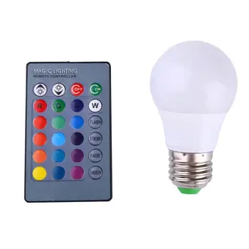 

Colorful RGB Dimmable LED Light Bulb 3W 85-265V E27 Base with Remote Control