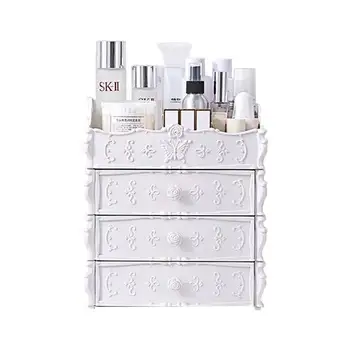

Plastic Cosmetics Storage Box Simple Fashion European Plastic Bedroom Dormitory Drawer New Princess Household Finishing Box