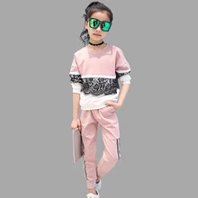 Abesay, спортивный костюм для девочек, кружевная Одежда для девочек, осенняя одежда для маленьких девочек весенняя одежда для девочек-подростков 8, 11, 13 лет