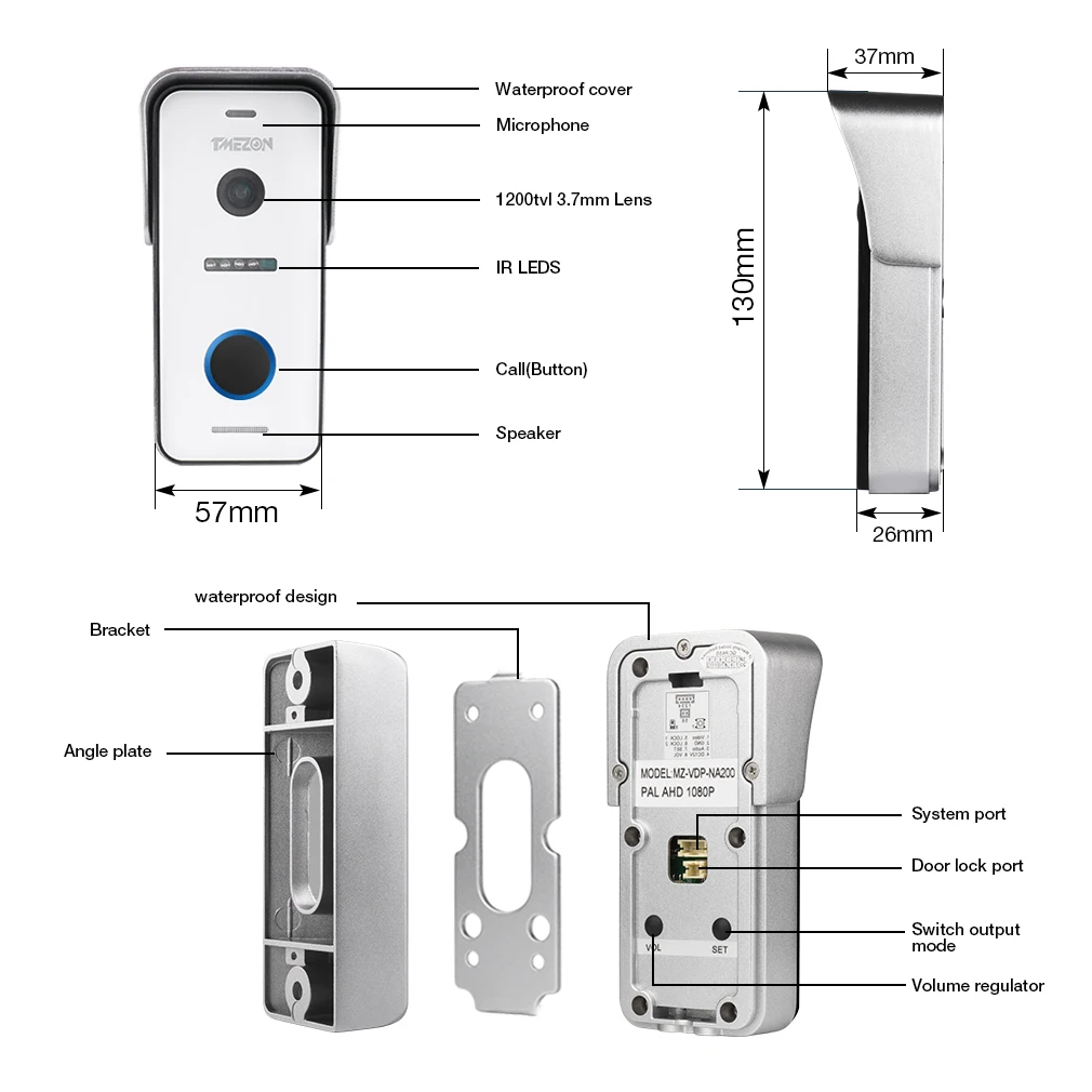 TMEZON 7 дюймов HD1080P смарт-видео домофон система с высокой четкостью проводной дверной звонок камера, поддержка дистанционного разблокирования