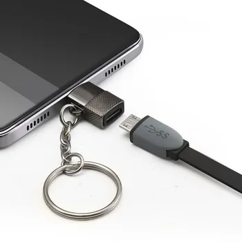 

Micro To USB Type C Adapter Phone Charging Converter Android Male To Type-C Female Adapter With Keychain Protable Mini