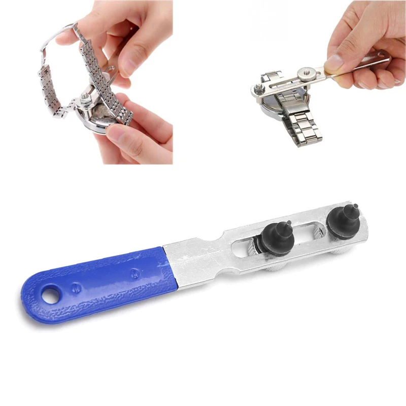 Stainless Steel Adjustable Watch Back Case Opener Blue Silver Watch