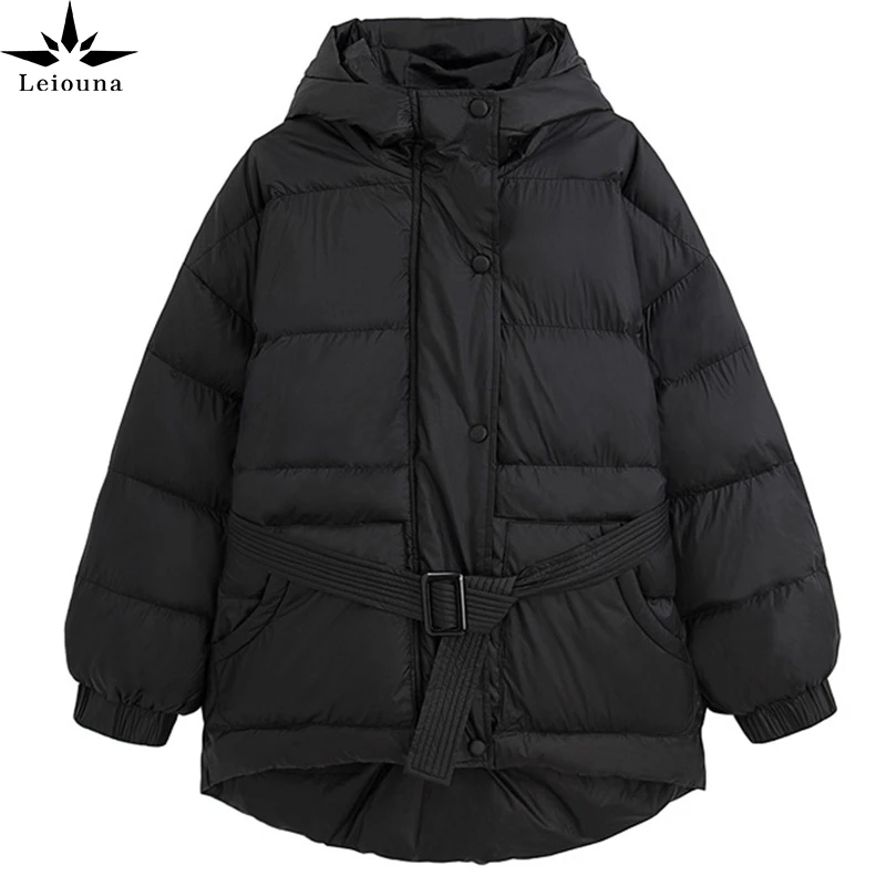 

Leiouna Winter Concise Generous Leisure Solid Cotton Hooded Warm Fashion Jackets Women Streetwear Casual Parka Coats