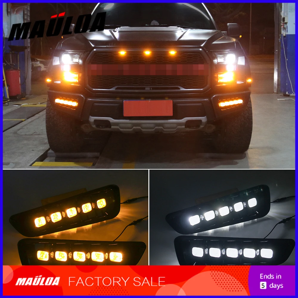 

2pcs 1Set LED DRL w/ Turn Signal Light Daytime Running Light Foglamp Kit Truck Styling Accessories For F150 2017 2018 2019