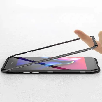 

10pcs Metal Magnetic Adsorption Case Tempered Glass Hard Clear Magnet Cover For Xiaomi Redmi Note 9 9S 8 Pro 8T 8A 7 7A K30