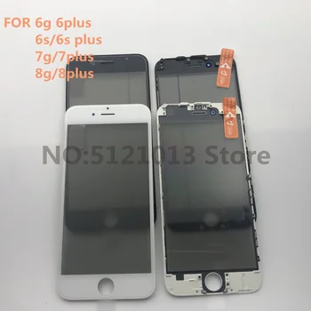 

2pcs Original 1:1 LCD Front Touch Screen Glass Outer Lens with Frame Bezel For iPhone 5 5s 5c 6 6s 7 8 plus with OCA+Polarized