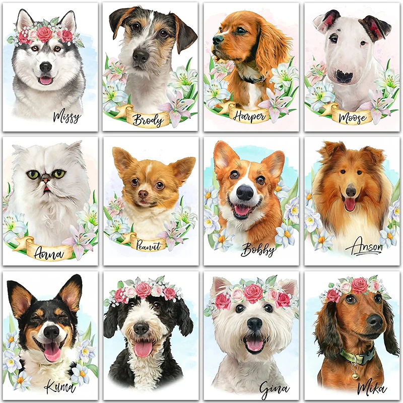 Алмазная живопись с животными персидская кошка Тедди Собака Хаски пастушья