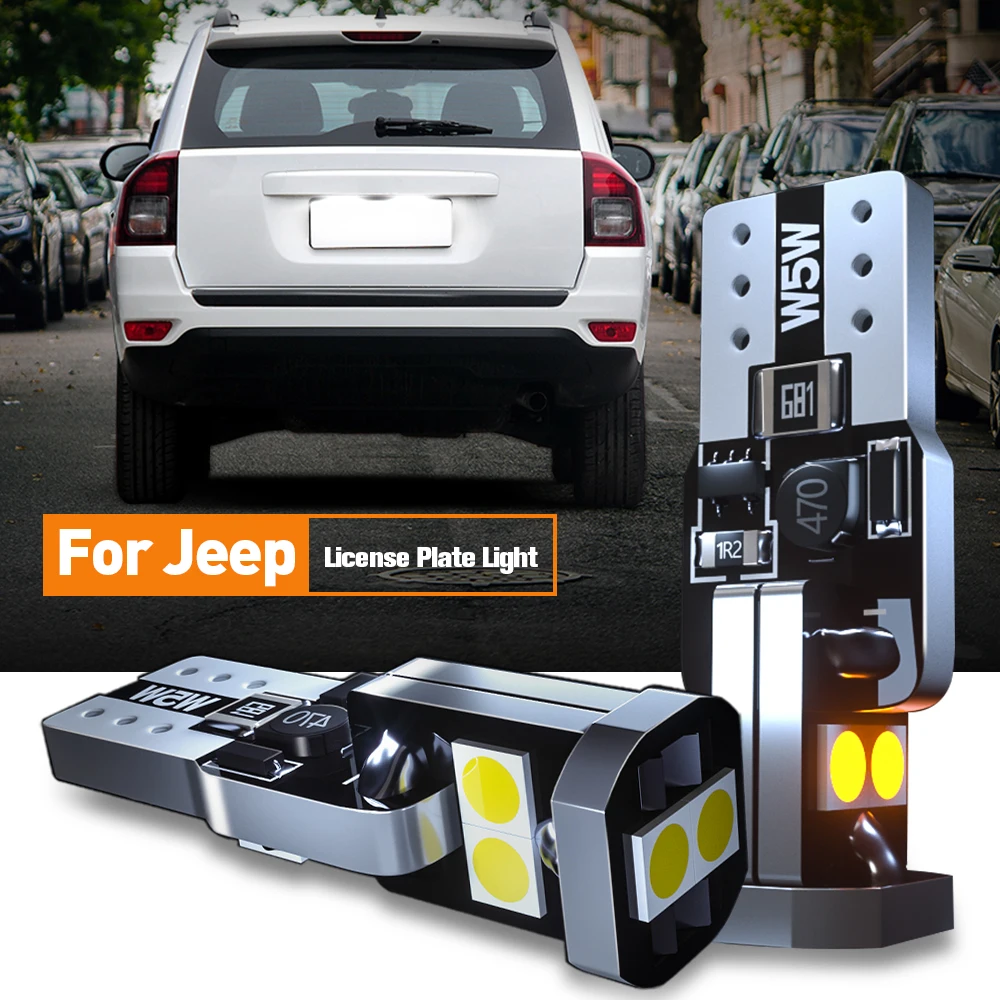 

2x LED License Plate Light Bulb Lamp W5W T10 Canbus For Jeep Cherokee XJ Commander Compass Grand Cherokee Patriot Wrangler TJ JK