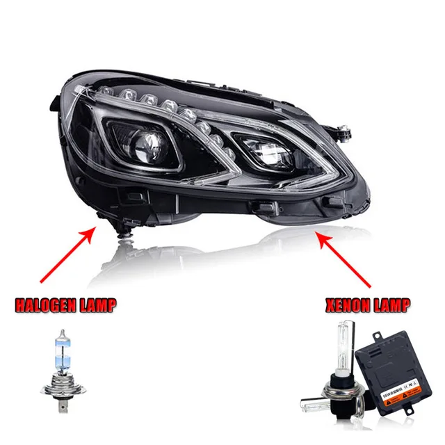 Car styling For Benz E-Class headlights angel eyes For Benz E-Class LED light bar Q5 bi xenon lens h7 xenon day light - Цвет: halogen high beam