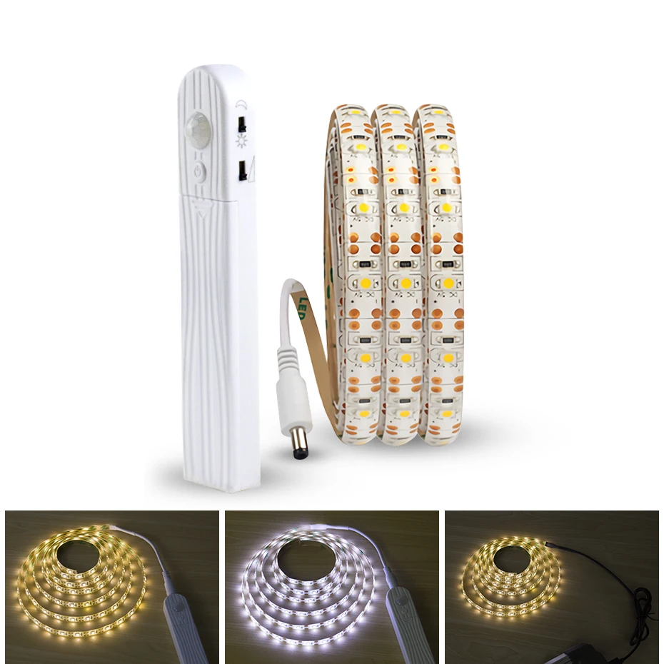 

Flexible LED Strip USB Waterproof Pir Motion Sensor Night Light 1/2/3m Motion Activated Bed Light Bedside Lamp White/Warm White
