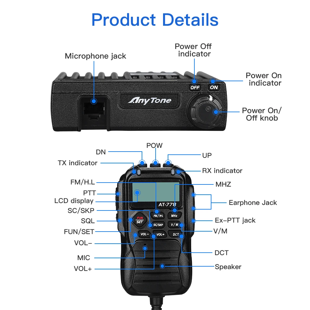 Мобильный радиоприемник Anytone 25 Вт 512CH UHF автомобильный любительский мобильный