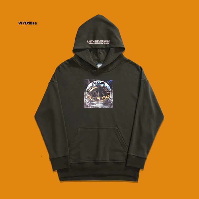 Свободный с капюшоном цельный hoodistyle астронавт мультфильм печати модный бренд печати ткань свободный досуг стиль пальто