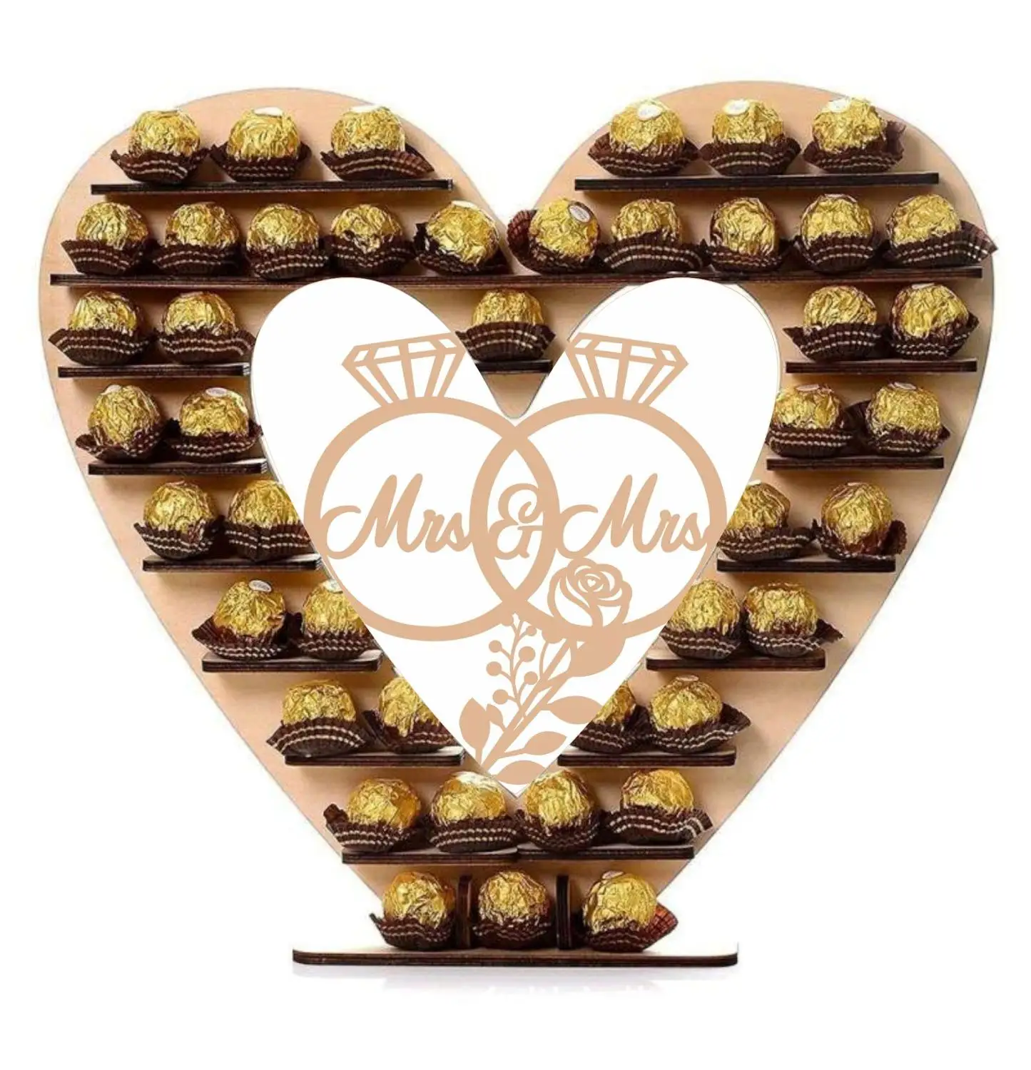 Mr& Mrs сердце шоколад Ferrero Rocher Свадебный центр дисплей деревянная стойка для конфет центрезент для свадебной вечеринки Baby Shower Декор