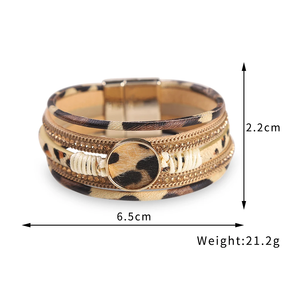 Leather Bracelet Charm Bracelet WYBU Four Styles Charm Leopard Bracelets for Women Teen Girls Multilayer Wide Animal Cheetah Print Leather Wrap Bracelet Jewelry