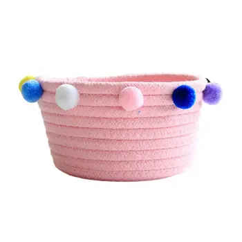 

Pompom Cotton Rope Handmade Woven Storage Baskets