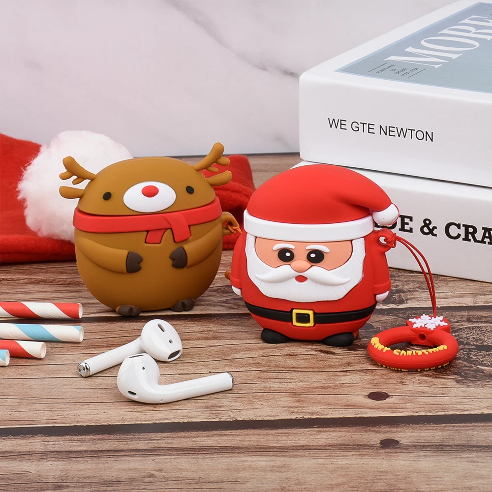 

3D Santa Tree Elk Cartoon Headset Case For AirPods 1 2 Wireless bluetooth Earphone Case For AirPods Merry Christmas Accessories