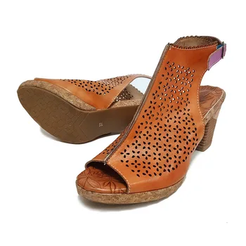 

YourSeason Vintage Ladies Party Sandals Genuine Leather 2020 Summer Buckle Strap Casual Sewing Ladies Women Shoes Mixed Colors