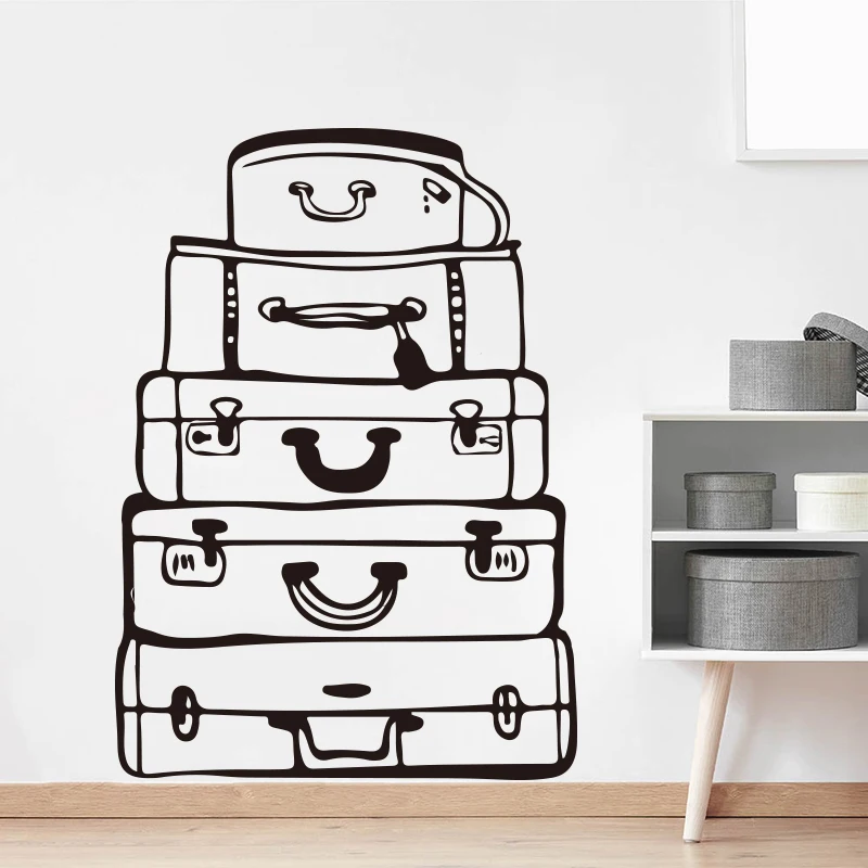 Large Travel Bags Wall Sticker Bedroom Living Room Luggage  Suitcase Travel Wall Decal Baby Nursery Kids Room Vinyl Decor (3)