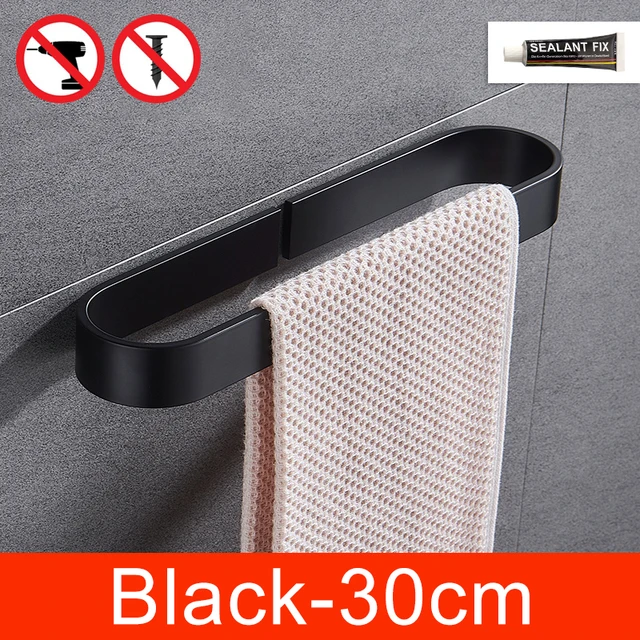 No Drill Aluminum Towel Holder Set