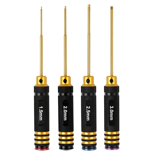 INJORA Metal 1.5/2/2.5/3mm Hexagon Screwdriver Screw Driver Tool Kit for Axial SCX10 Traxxas TRX-4 Tamiya RC Car Parts