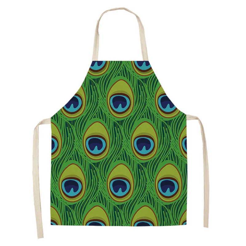 1 Pcs Leopard Print Kitchen Aprons for Women Men Home Cooking Baking Waist Bib Cotton Linen Pinafore Cleaning Tools