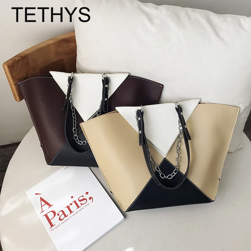 TETHYS дизайнерские сумки от известного бренда, женские сумки, женская сумка высокого качества, сумка на плечо, Женская вместительная Лоскутная сумка