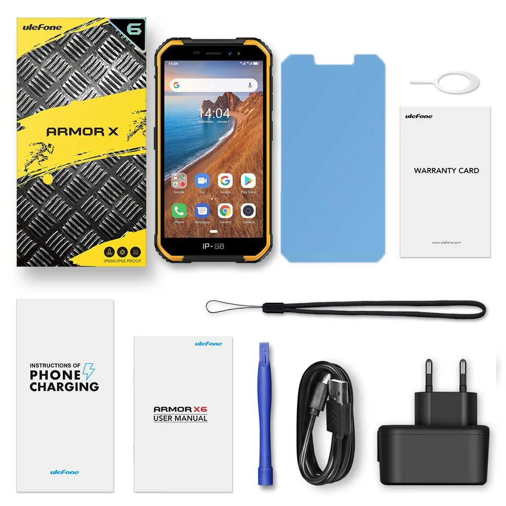 Мобильный телефон Ulefone Armor X6, Android 9,0, 2 ГБ, 16 ГБ, 5 дюймов, 8 Мп, 3G, WCDMA, 4000 мА/ч, батарея для распознавания лица, разблокировка, Smarpthone