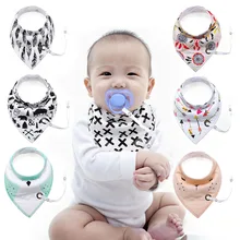 Детское треугольное полотенце из чистого хлопка, двухслойный детский нагрудник с цепочкой, плотный водопоглощающий модный шарф для новорожденных, детские вещи