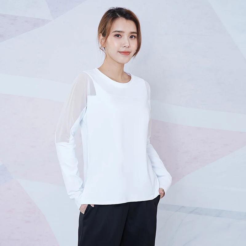 Vansydical Mesh Yoga Shirts Women Loose Sport Workout Training Tees Long Sleeve Fitness Running Tops