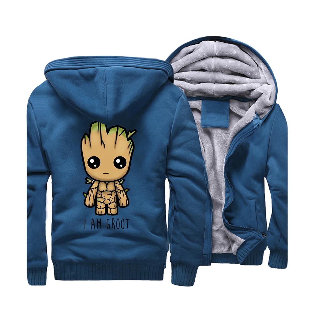 Guardians of the Galaxy Movie Men Hoodies I Am Groot New Winter Fleece Jacket Harajuku Zipper Hot Sale Casual Cotton Sweatshirt