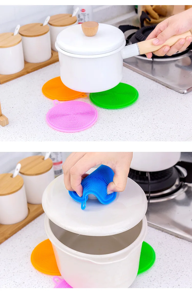 Многофункциональный Цвет Силиконовая щетка для мытья посуду Кухня бытовой двусторонняя щетка для очистки салфетка для мытья посуды обеззараживания non-ИППП