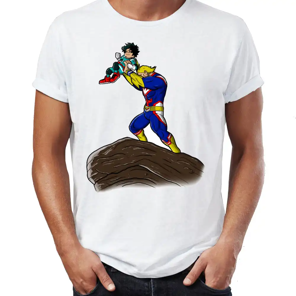 Men S T Shirt My Hero Academia Deku And All Might Manga Anime Awesome Artwork Printed Tee Aliexpress