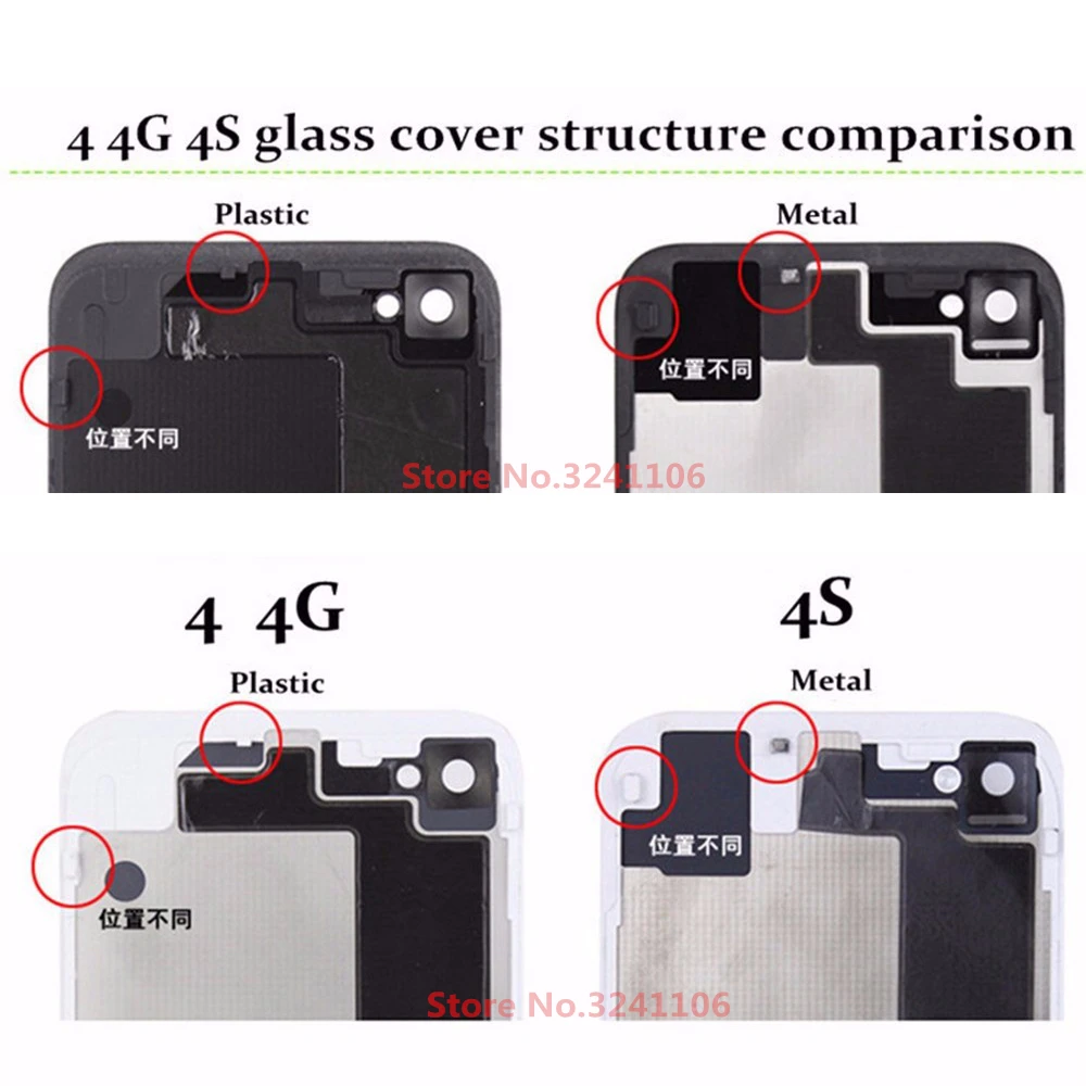 For iPhone 4 4G 4S High Quality Battery Cover Back Cover Door Rear Panel Plate Glass Housing Replacement white Tools