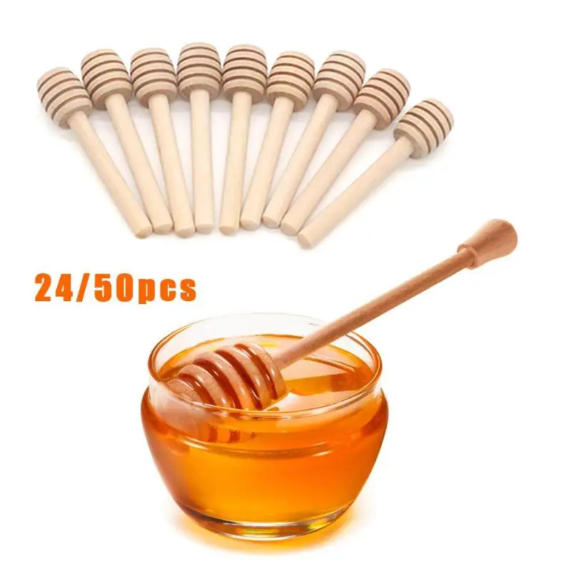 

High Quality Honey Stir Bar Mixing Handle Jar Spoon Practical 1Pc Wood Dipper Honey Long Stick Supplies Honey Kitchen Tools