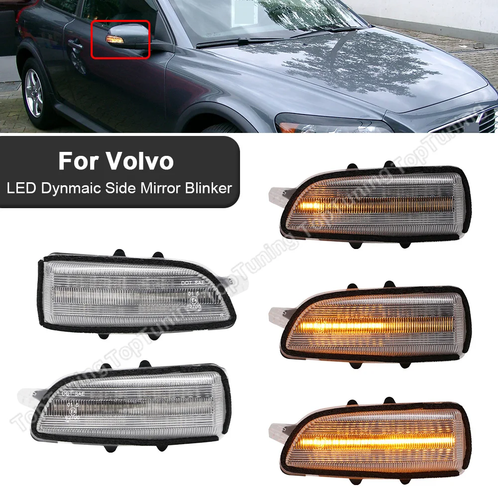 

2X For Volvo S40 S60 S80 C30 C70 V40 V50 V70 Side Mirror Indicator Dynamic LED Turn Signal Light Blinker
