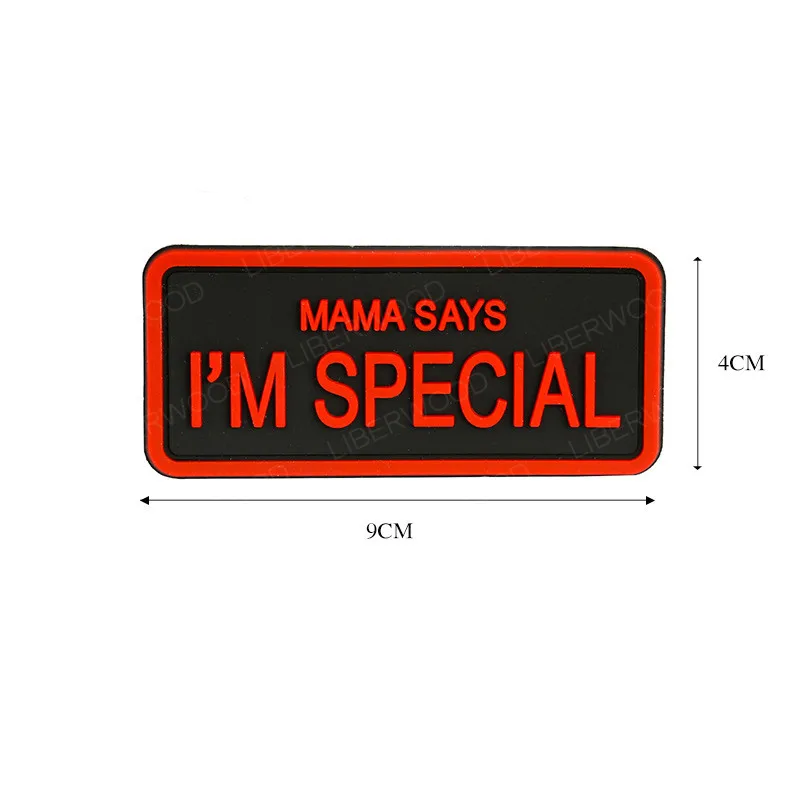 harmtty Unisex MAMA SAYS I'M SPECIAL Embroidery Badge Hook Loop Patch Cloth  Applique,Khaki 