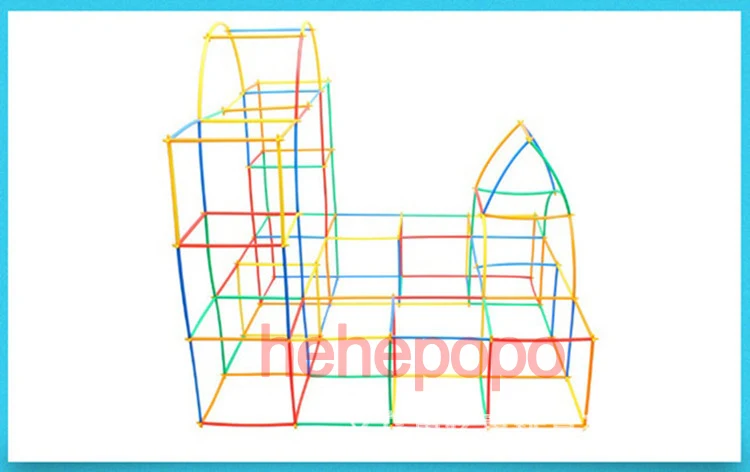 500pcs 4D Straw Building Blocks DIY Plastic Assembled Blocks Toy Straw Inserted Construction Toy Colorful Educational Kids Gift