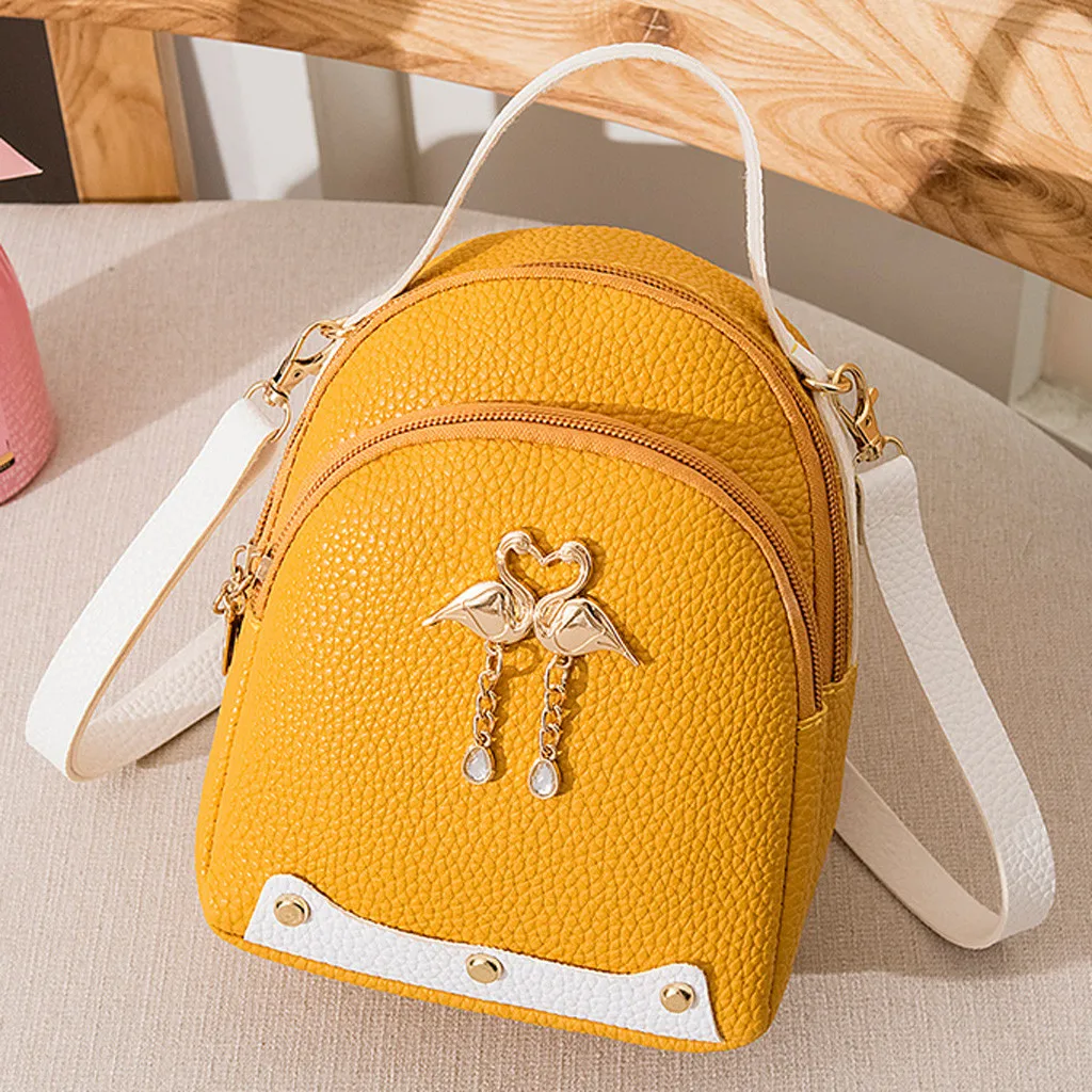 Mini Backpack Women Leather Little Swan Shoulder Bag For Teenage Girls Small Bagpack School Backpack Female Mochila#A