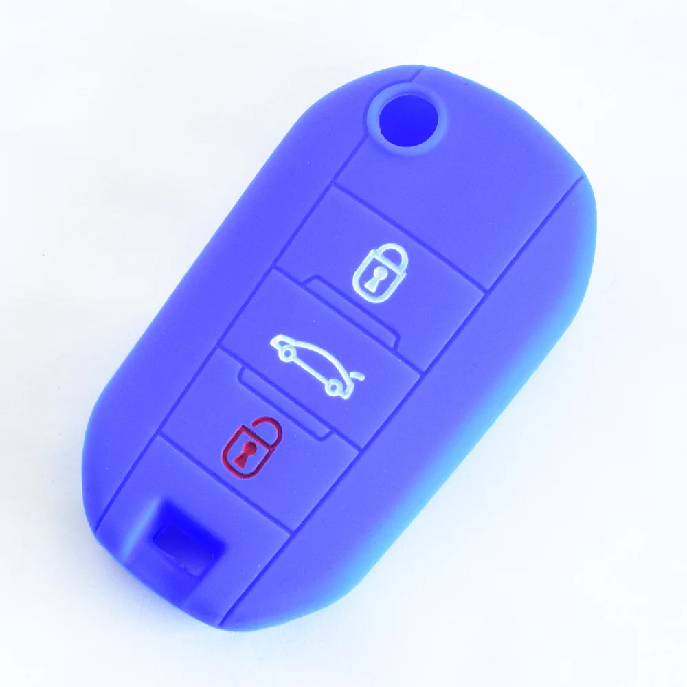 Silicone Car Key Case For Peugeot 508 208 308 2008 Citroen C4 Cactus Opel Corsa 3 Buttons Folding Remote Control Protector Cover key case key case cover car key shell remote control case cover