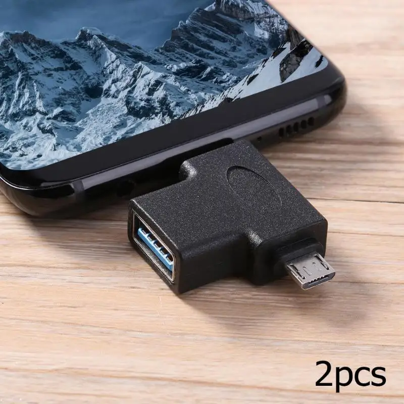2 шт USB 3,0 адаптер типа OTG-C Mirco USB конвертер мама-папа адаптер для U диск клавиатура мышь черный 42 × 28 × 10 мм