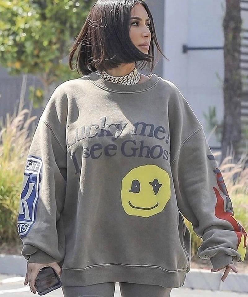 Kanye Lucky Me I See Ghosts Sweatshirts 3D Print Fashion Pullover Hoodie Heavyweight Trendy Hip Hop For Men Women 
